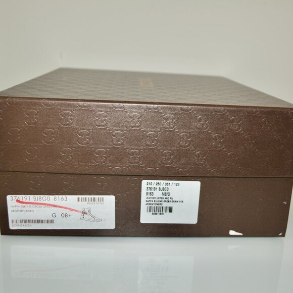 NIB GUCCI MENS HITOP LEATHER METALLIC SILVER SNEAKERS - Picture 9 of 9